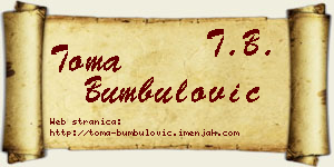 Toma Bumbulović vizit kartica